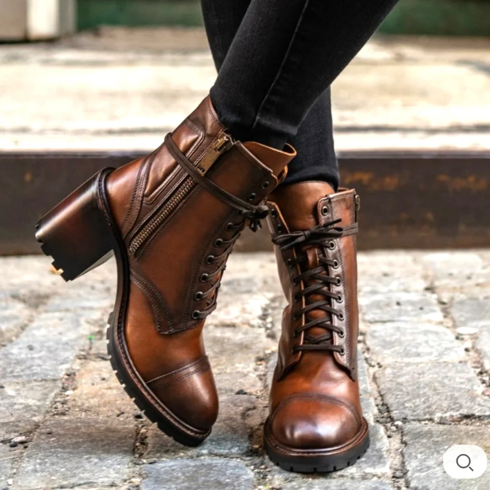 THURSDAY BOOT CO. Brown Leather Rebel Boots - Picture 1 of 9